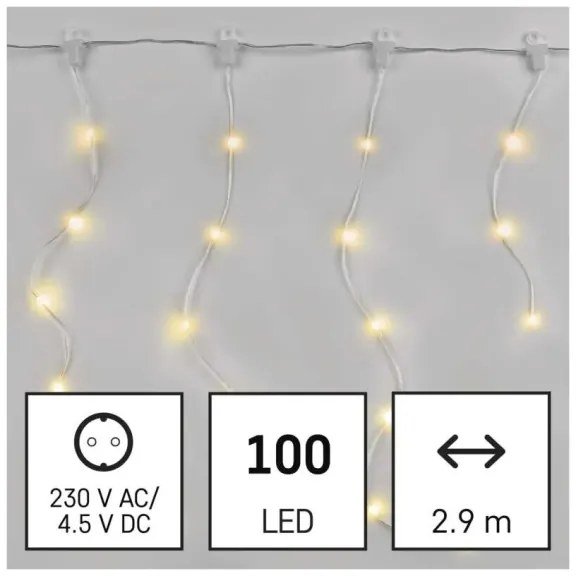Catena LED natalizia da esterno 100xLED/8 funzioni 7,9x0,7m IP44 bianco caldo