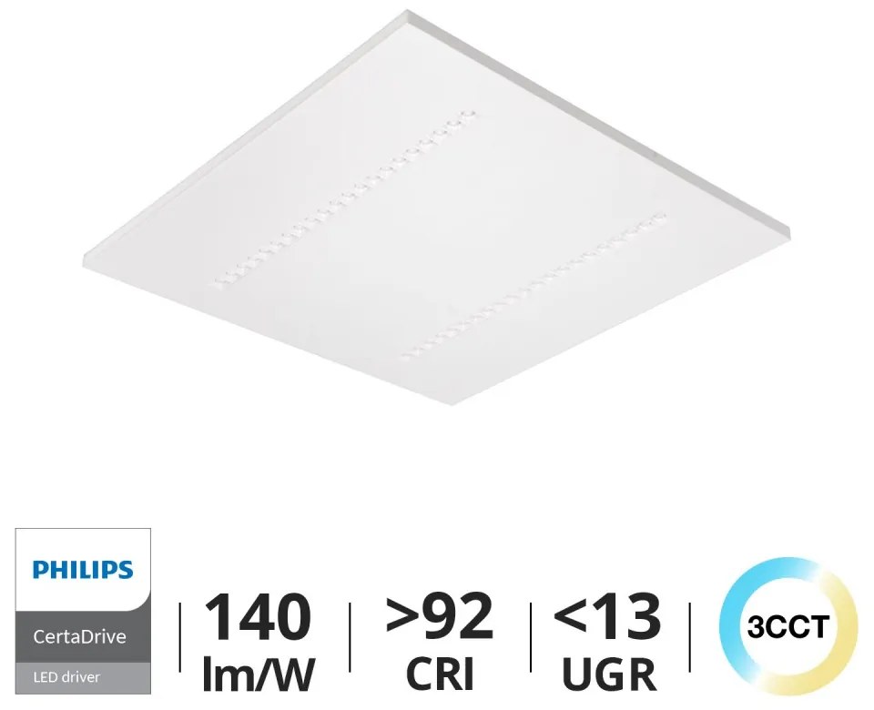 Pannello LED 60x60 28W, 36W, 42W, CCT, CRI92 UGR13, PHILIPS CertaDrive Colore Bianco Variabile CCT, Potenza 28W