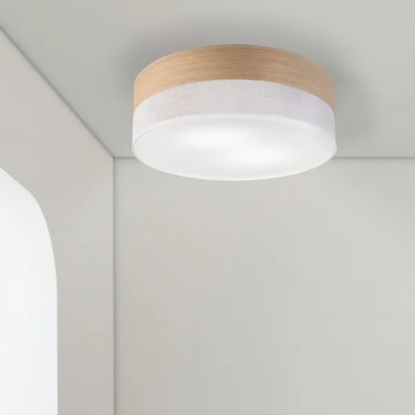 Plafoniera SIRJA WOOD 2xE27/15W/230V diametro 45 cm bianco/quercia