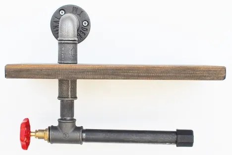 Porta carta igienica con ripiano BORURAF 22x31 cm abete