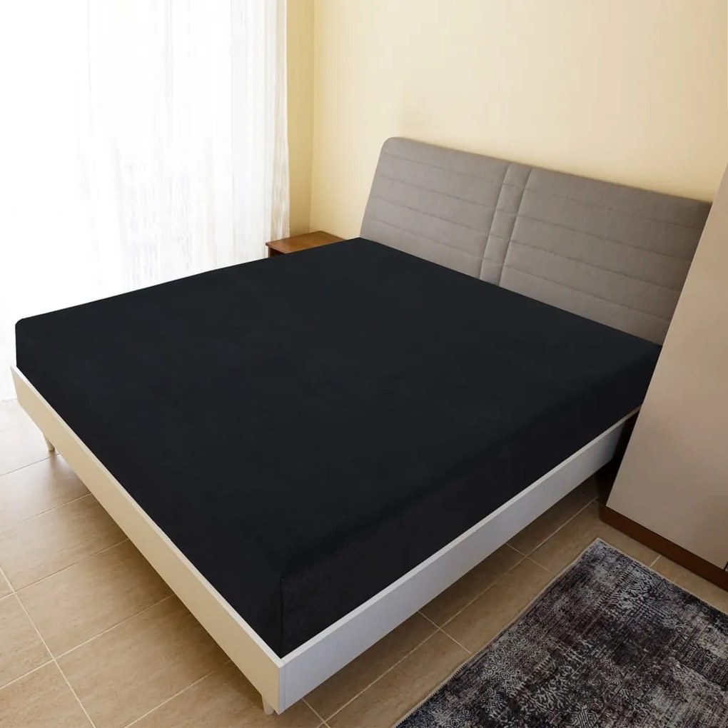 Lenzuolo Con Angoli Jersey Nero 180x200 Cm Cotone /