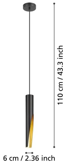 Eglo 900872 - Lampadario LED a sospensione con filo BARBOTTO 1xGU10/4,5W/230V nero/oro
