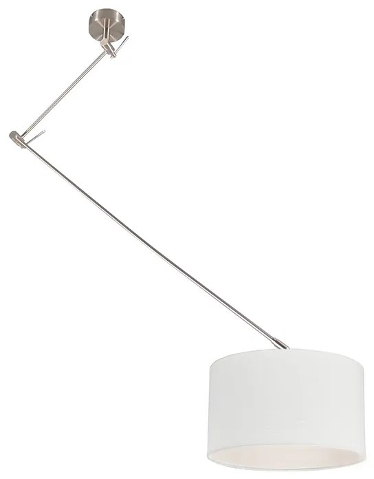 Lampada a sospensione in acciaio con paralume 35 cm bianco regolabile - Blitz