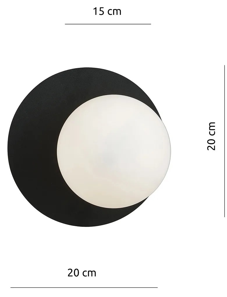 Lampada Da Parete Contemporanea Ippolita 1 Luce In Acciaio Nero E Vetro Opalino