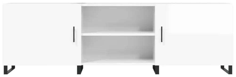 Mobile Porta TV Bianco Lucido 150x30x50 cm in Legno Multistrato