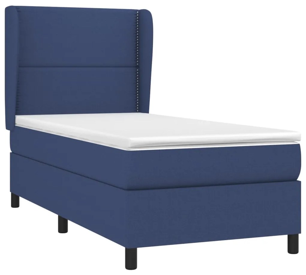 Giroletto a molle con materasso blu 90x190 cm in tessuto