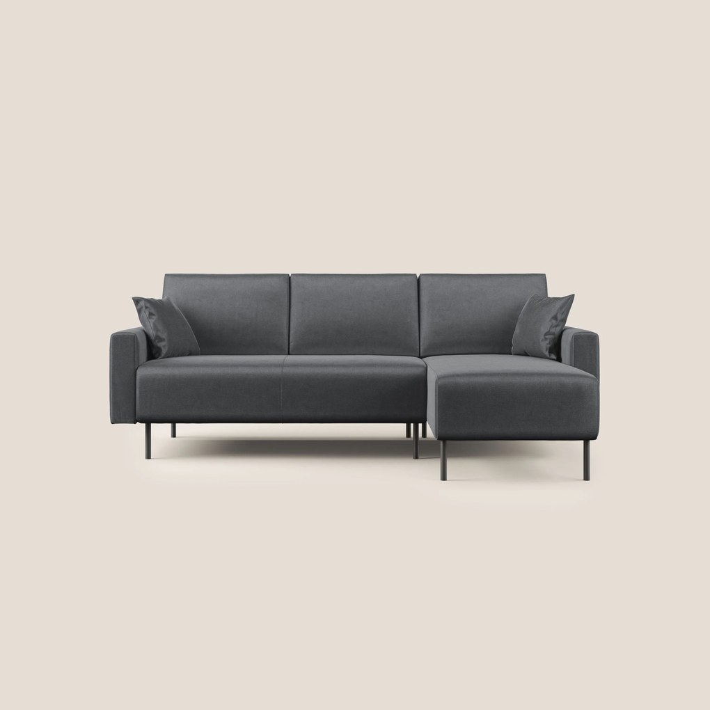 Arthur divano moderno angolare in velluto morbido impermeabile T01 antracite