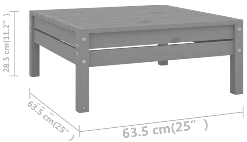 Set Salotto da Giardino 13 pz in Legno Massello di Pino Grigio