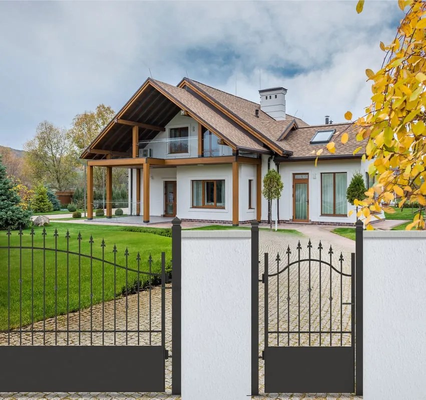 Cancello manuale battente Civetta in ferro, apertura a sinistra, L 104.5, H 150-165 cm, di colore nero