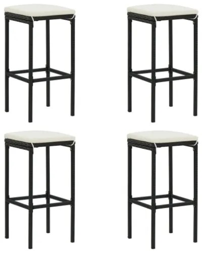 Set da Bar da Giardino 5 pz con Cuscini in Polyrattan Nero