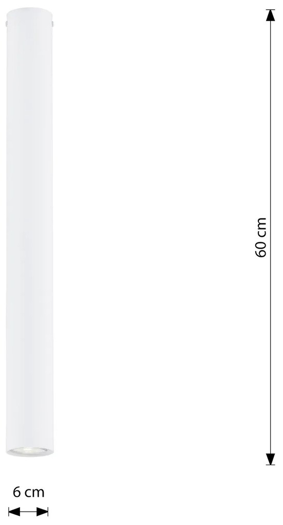 Plafoniera Moderna Faretto Marduk 1 Luce Acciaio Bianco 60 Cm