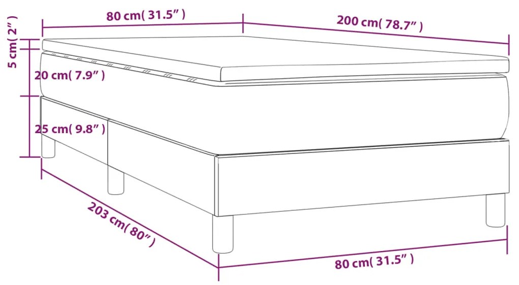 Giroletto a Molle con Materasso Nero 80x200 cm in Velluto