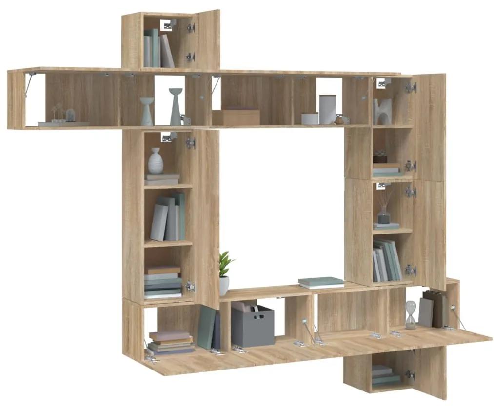 Set mobili porta tv 9 pz rovere sonoma in legno multistrato