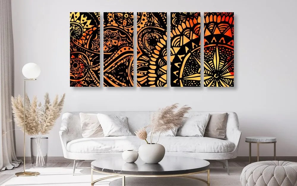 Quadri 5 pezzi – Mandala ad acquerello