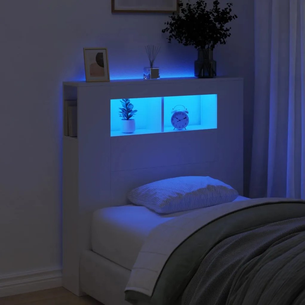 Testiera Led Bianca 100x18,5x103,5 Cm Legno Multistrato /