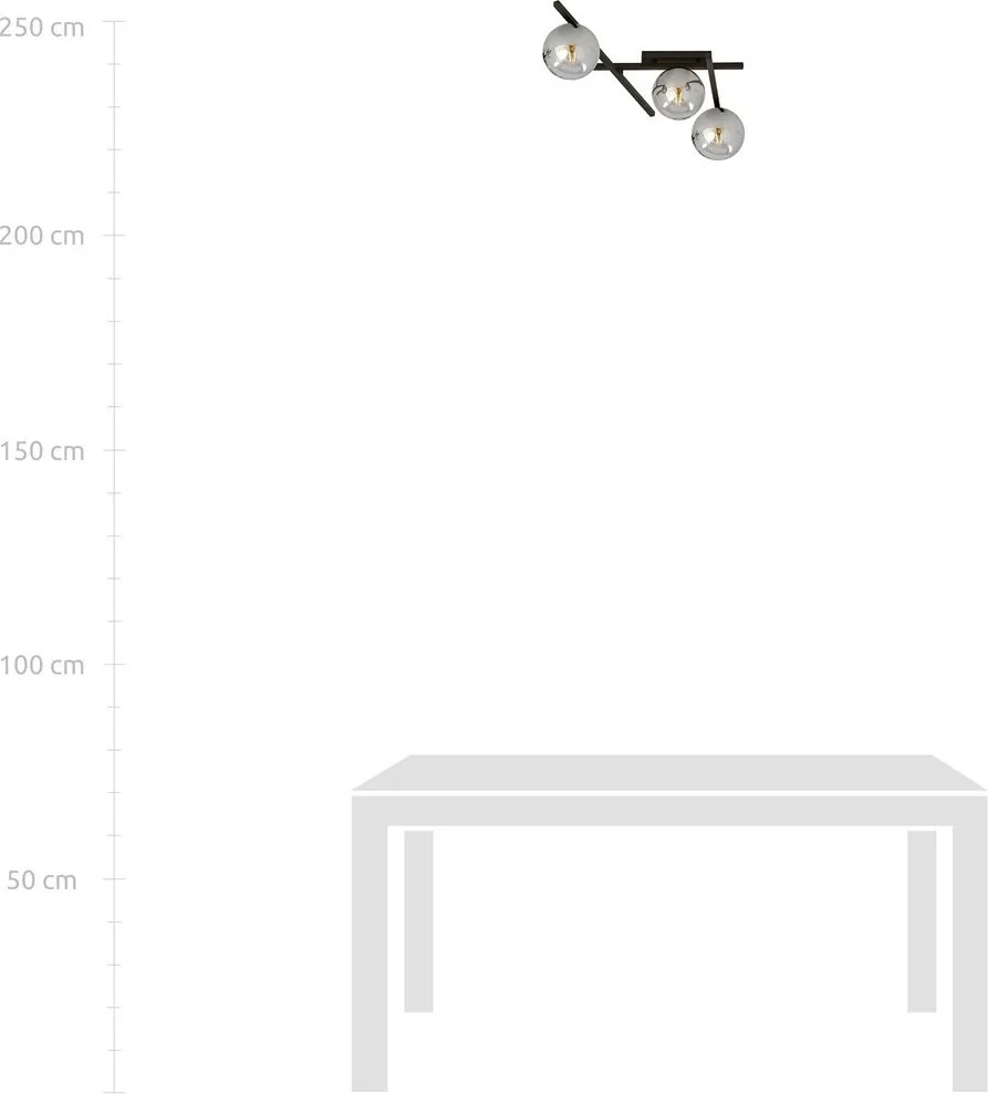 Lampadario da Soffitto in Acciaio e Vetro SMART 3 Nero 3xE14