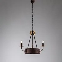 Lampadario Rustico 3 Luci Ferro Nero e Ruggine Decorazioni Oro serie Kansas