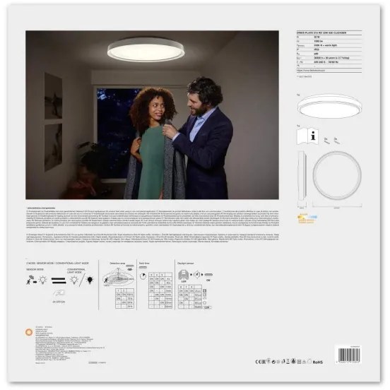 Ledvance - Plafoniera LED con sensore PLATE LED/32W/230V 3000K