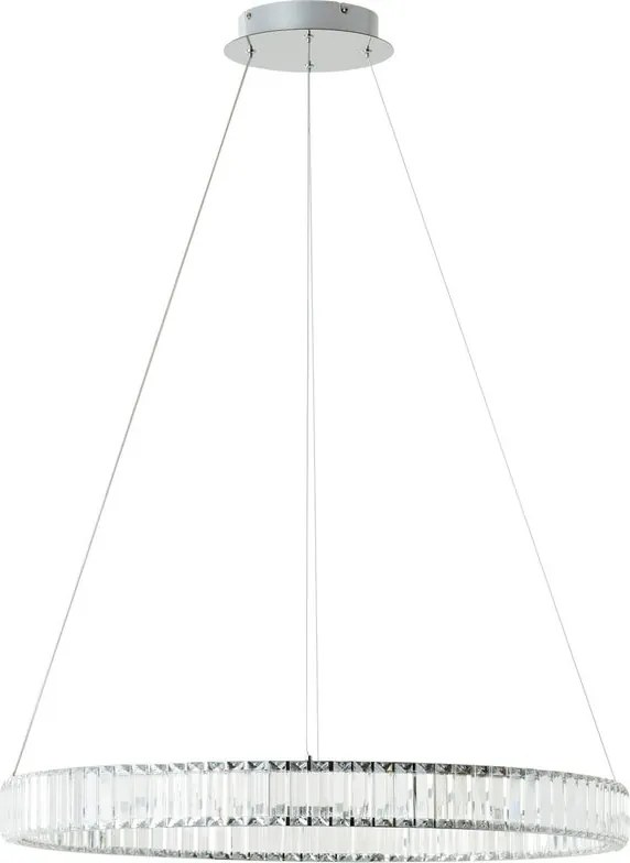 Lampadario LED neoclassico Queen cromo Ø80cm, luce con 3 temperature di colore 6000 lumen, BRILLIANT