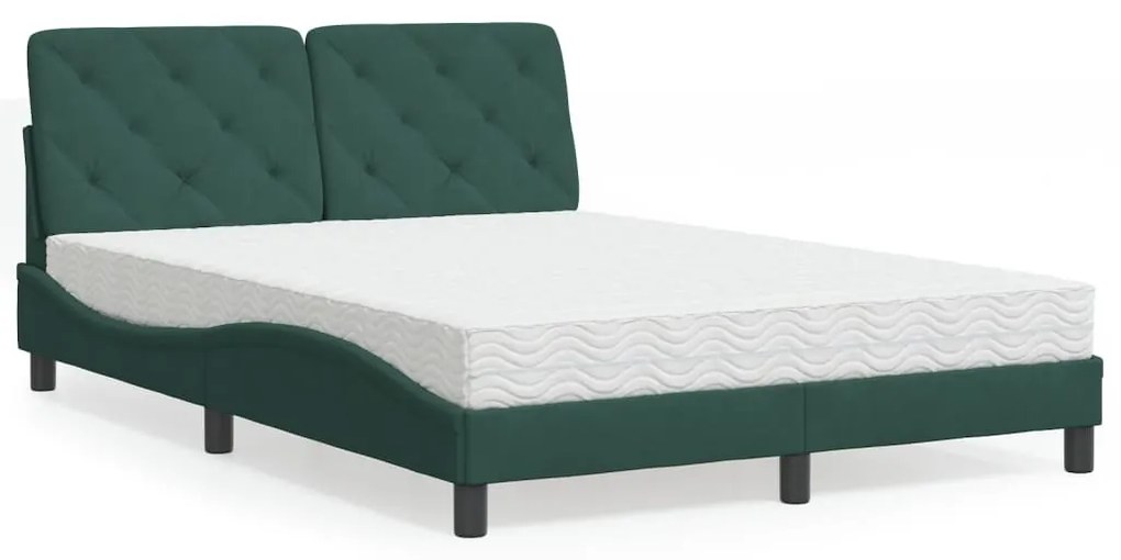 Letto Con Materasso Verde Scuro 140x190 Cm İn Velluto /