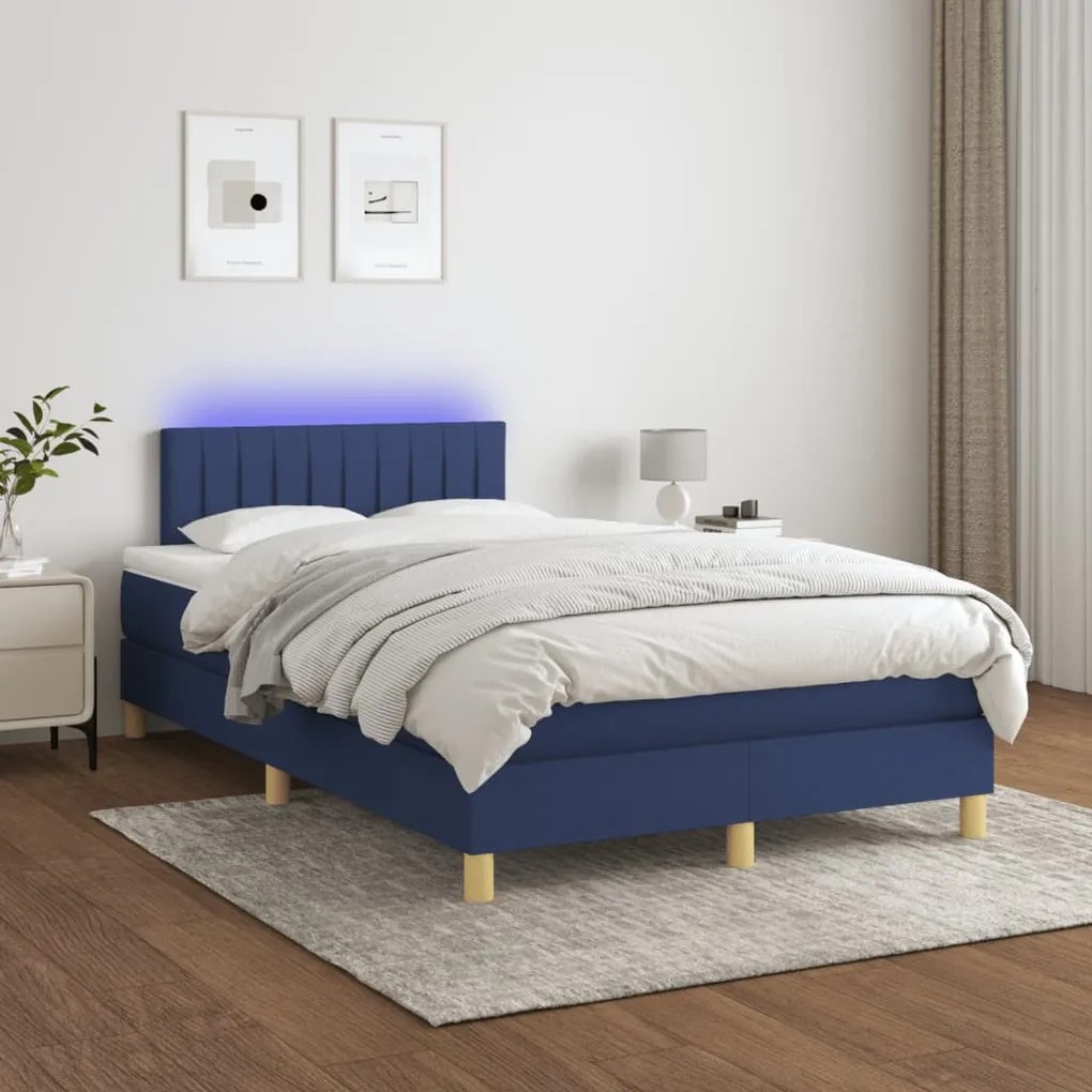 Letto A Molle Con Materasso E Led Blu 120x200cm İn Tessuto /