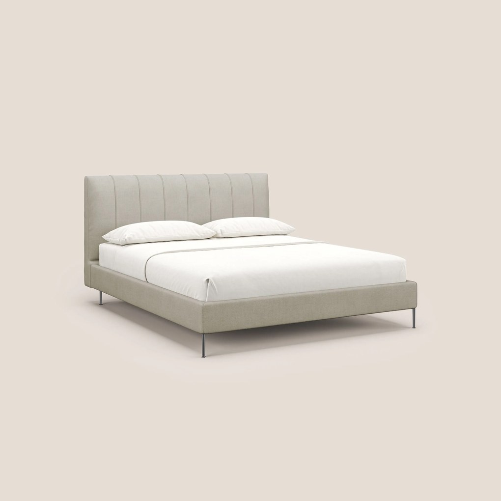 Calliope letto imbottito piedini alti completamente sfoderabile in tessuto smacchiabile T17 panna