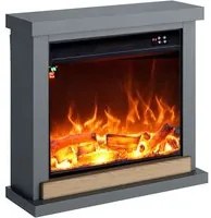 Caminetto Fuego Anna Antracita a Parete 1500w Con Cornice Telecomando e Bruciatore Grigio Scuro