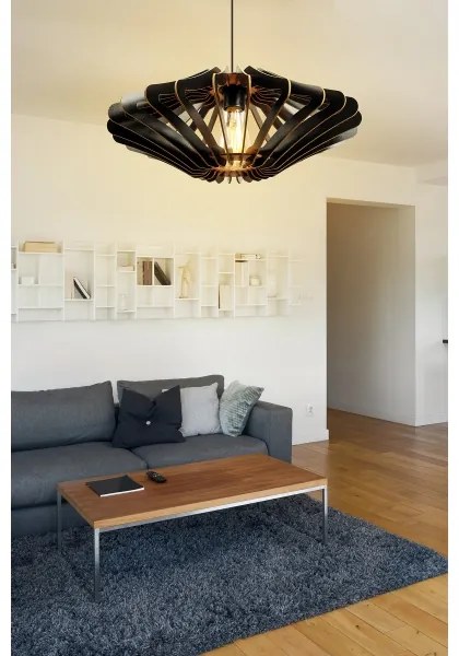 Lampadario a sospensione con filo 1xE27/60W/230V nero diametro 47 cm