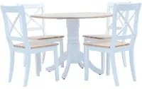 Set da Pranzo 5 pz in Legno Massello di Hevea Bianco e Marrone cod mxl 24861