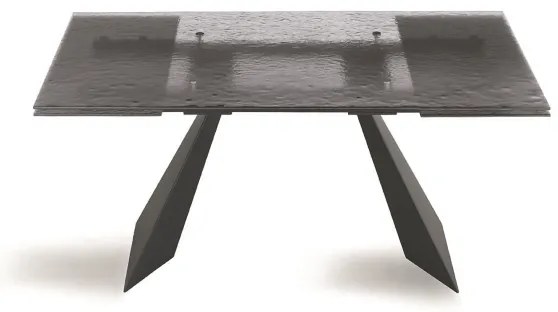 Tavolo allungabile 240 cm WATERS base in metallo Nero e piano in vetro Fumč