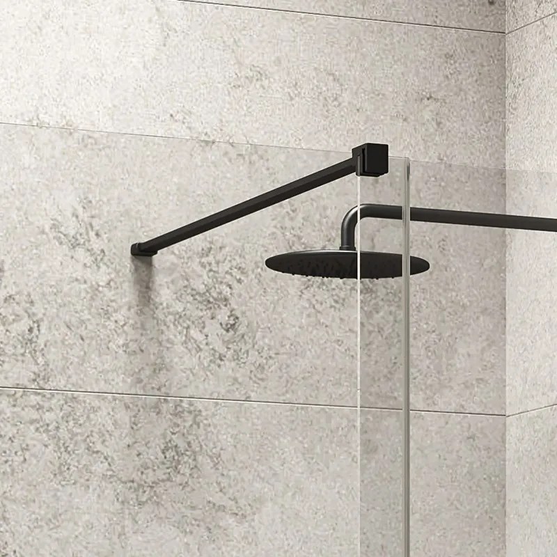 Kamalu - Box doccia walk in scorrevole 130 cm finitura nera | KNM4000W-N