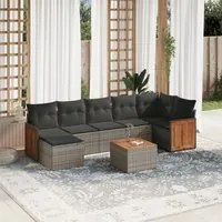 Set Divano da Giardino 8 pz con Cuscini Grigio in Polyrattan 3260282