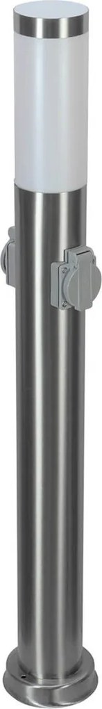 Paletto da giardino con Doppia Presa Corrente 80cm Acciaio Inox E27