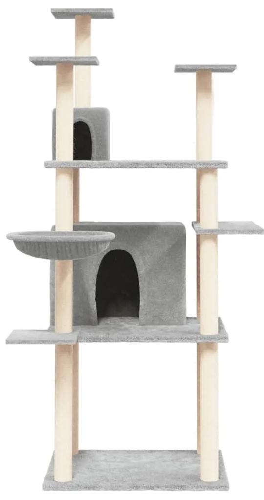 Albero per gatti con tiragraffi in sisal grigio chiaro 166 cm