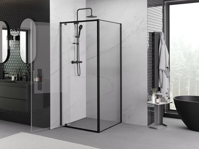 Mexen Exo-BR cabina doccia ribaltabile 100 x 100 cm, trasparente, nera - 8181-100-100-70-00