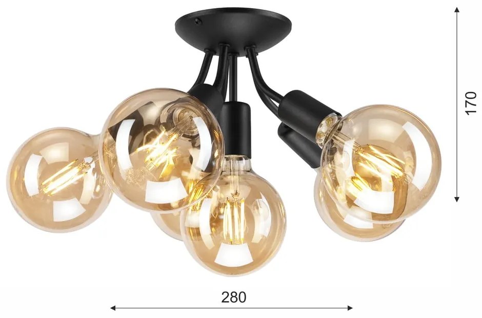 Plafoniera senza paralume nera Viggo – LAMKUR