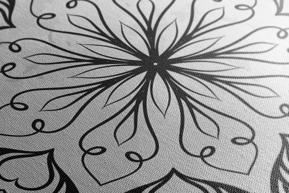 Stampa su tela – Mandala etnica astratta in bianco e nero