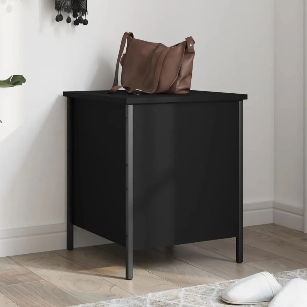 Panca Portaoggetti Nera 40x42,5x50 Cm İn Legno Multistrato /