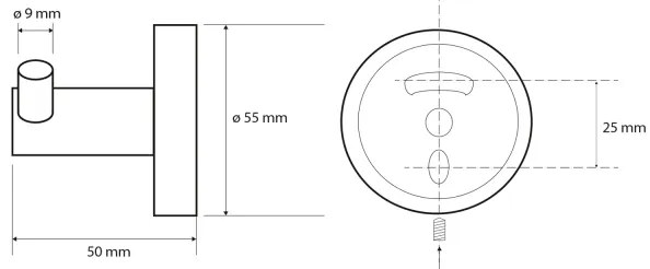 Sapho - Gancio doppio da parete X-ROUND 5x5,5 cm nero