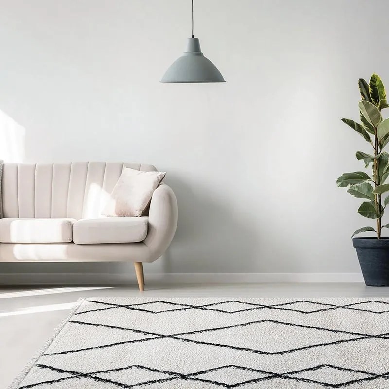 Tappeto Tribe B in polipropilene bianco L 230 x L 160 cm