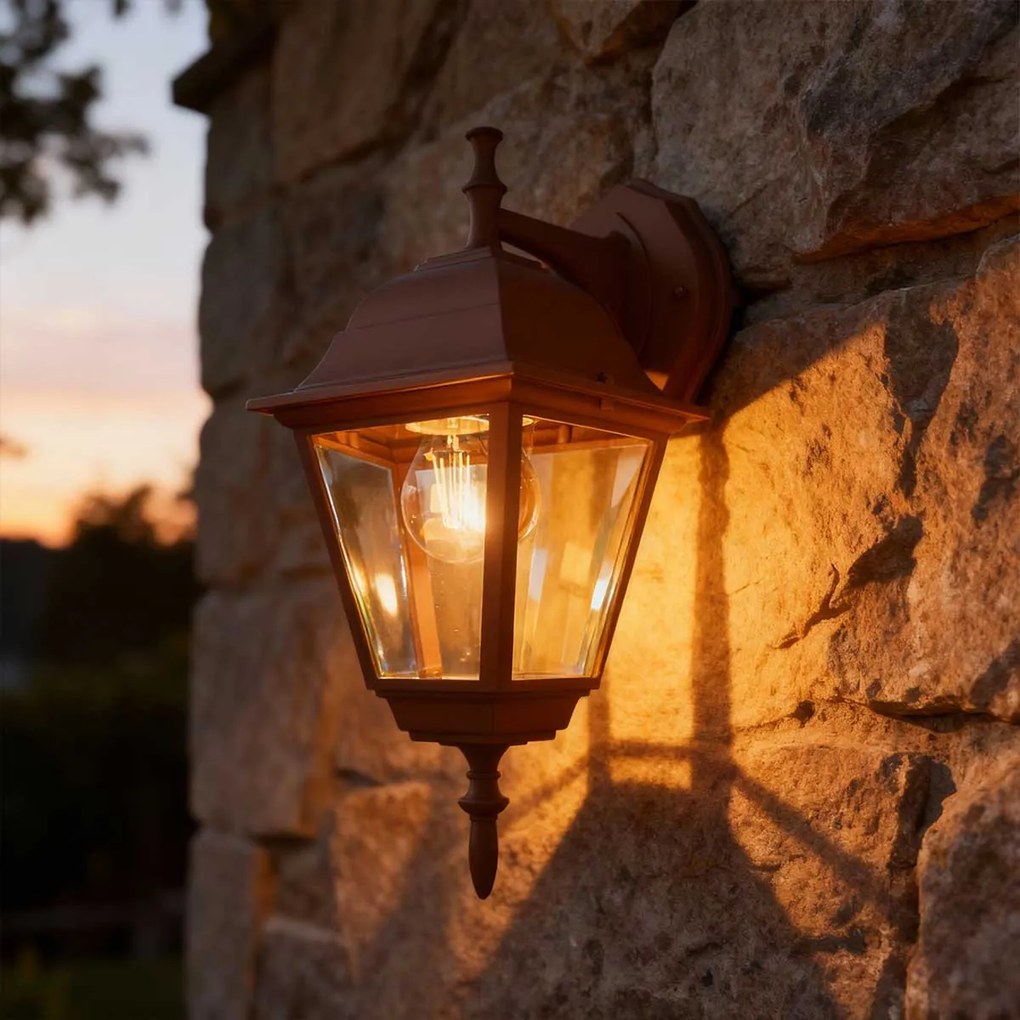 Applique Lanterna da Esterno IP54 E27 Corten - Serie ALFIERI 1B