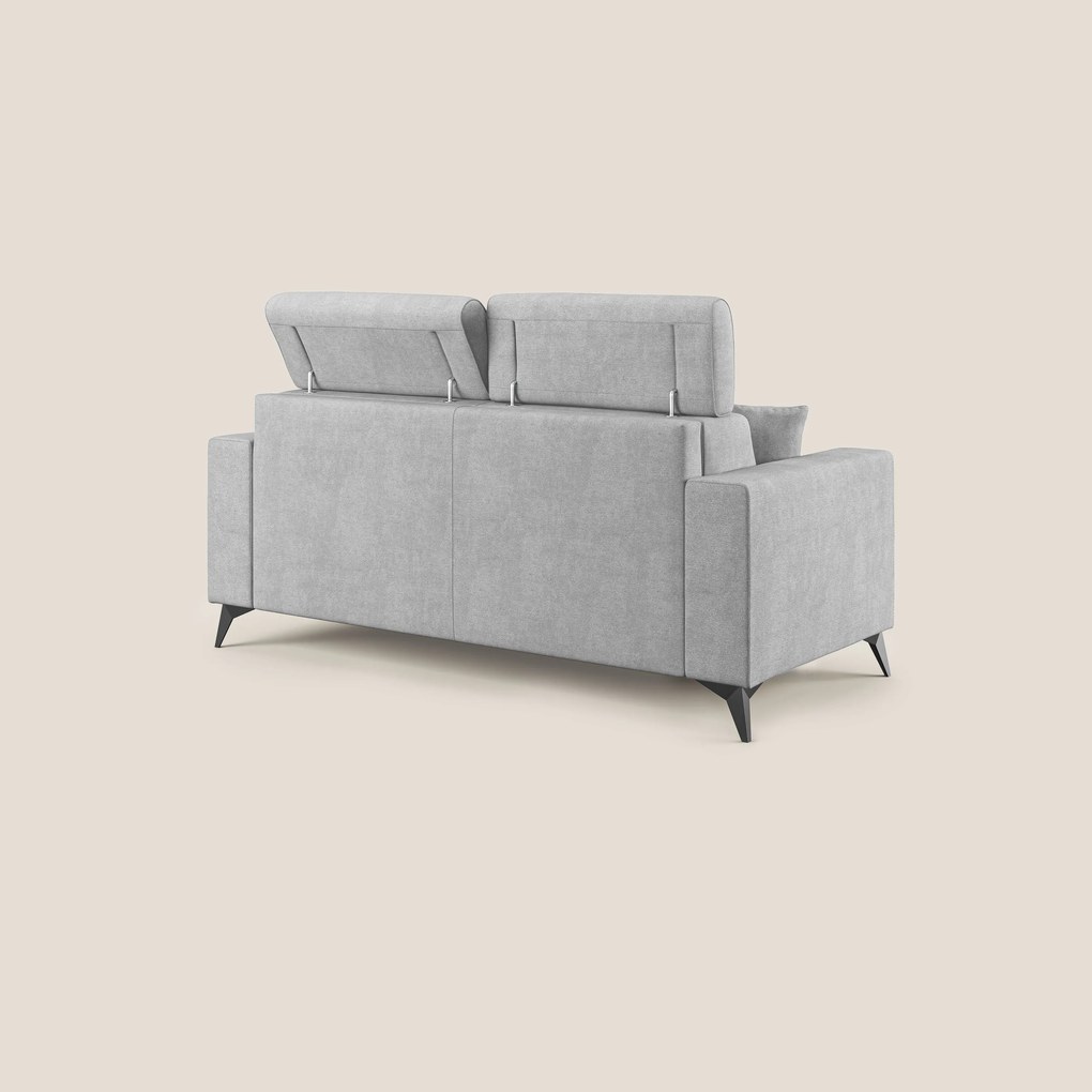 Pegaso divano letto con poggiatesta reclinabili e rivestimento T02 grigio chiaro