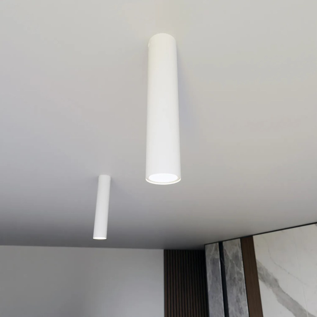 Plafoniera Moderna Faretto Marduk 1 Luce Acciaio Bianco 30 Cm