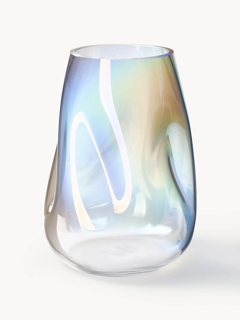 Vaso in vetro soffiato iridescente Rainbow, alt. 26 cm