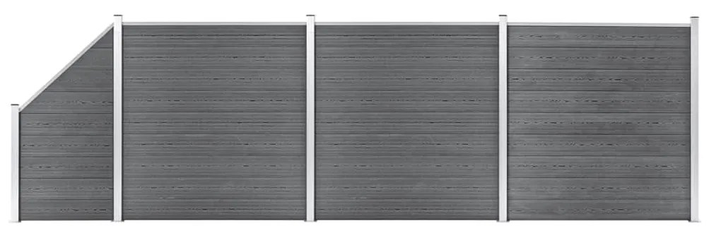 Pannelli Recinzione Wpc 3 Quadrati 1 Inclinato 619x186 Cm Grigi /