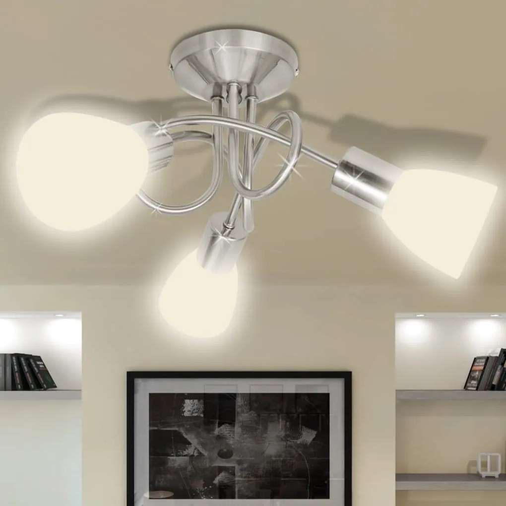 Lampada Da Soffitto Con Diffusori İn Vetro Per 3 Lampadine E14 /