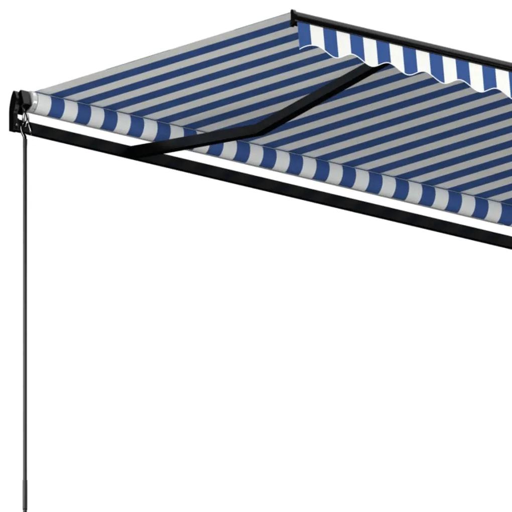 Tenda da Sole Retrattile Manuale 600x350 cm Blu e Bianca