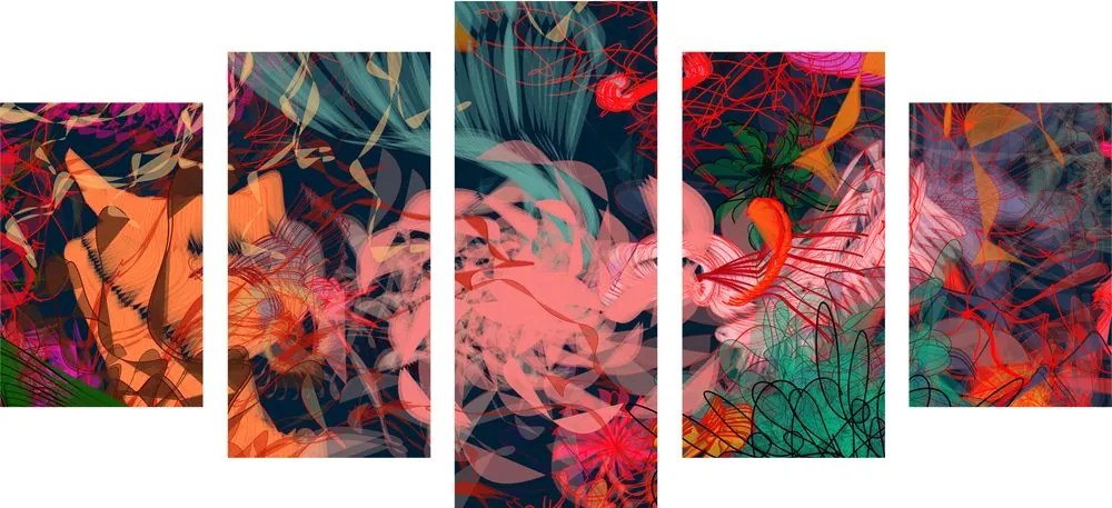 Quadri 5 pezzi – Fiori astratti