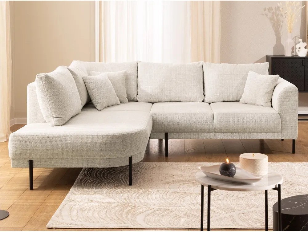 Divano angolare beige (con penisola a sinistra/a L) con rivestimento in ciniglia Mauris – Ropez