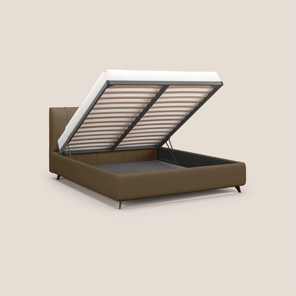 Bogart letto imbottito contenitore completamente sfoderabile in microfibra smacchiabile T11 marrone